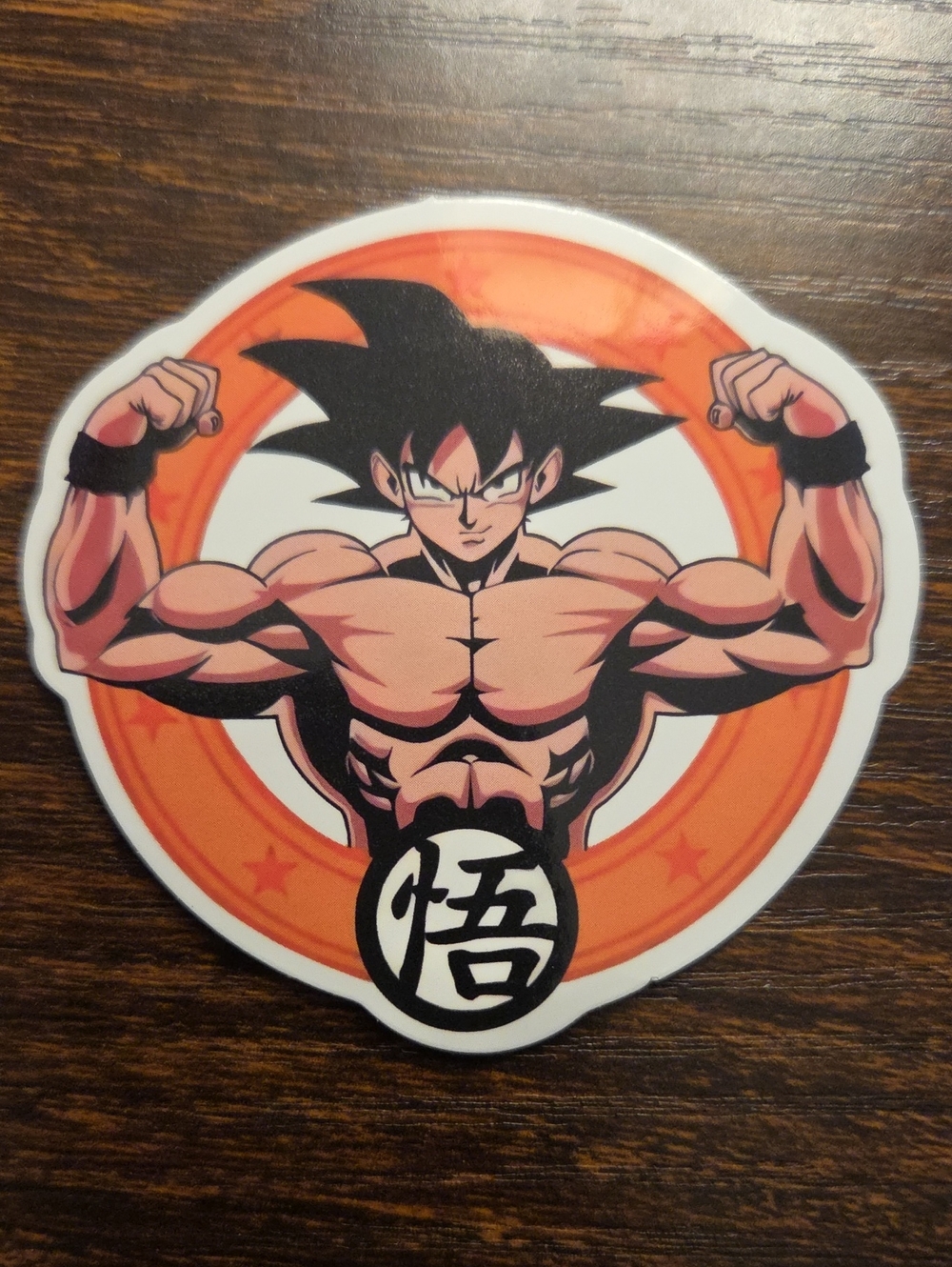 Anime-Inspired Round Vinyl Sticker — Orange and Black